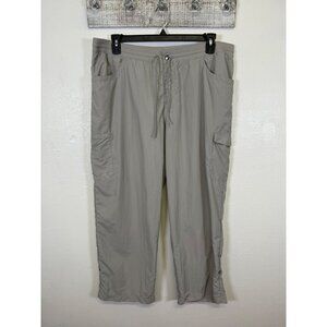 Columbia Hiking Cargo Convertible Roll Up Pants Women's XL 41x27 Khaki Nylon